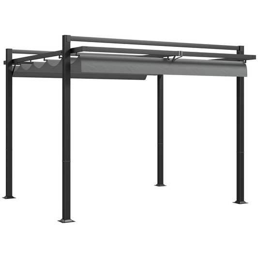 Pergola with Retractable Roof and Aluminium Frame, Grey - Stay-outdoors.co.uk