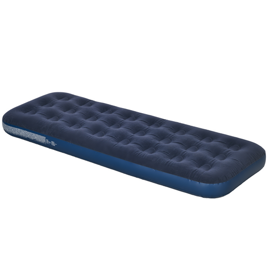 Single Air Mattress, Portable Air Bed with Flocked Surface, Blue - Stay-outdoors.co.uk
