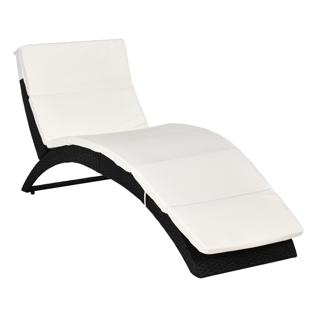 Sun Lounger Rattan Hammock Sun Bed Garden Folding Recliner Chair w/ Cushion - Stay-outdoors.co.uk