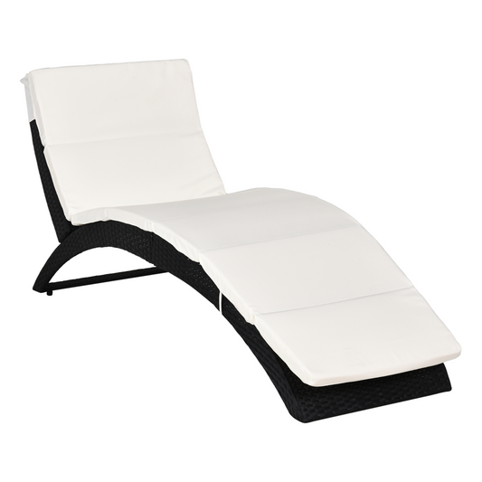 Sun Lounger Rattan Hammock Sun Bed Garden Folding Recliner Chair w/ Cushion - Stay-outdoors.co.uk