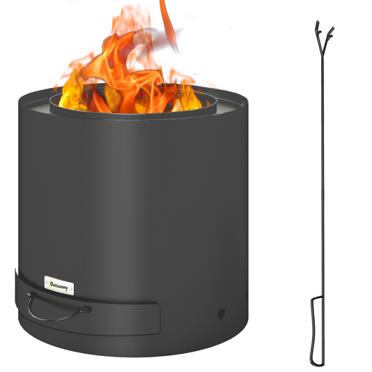 Round Fire Pit with Ash Tray and Fire Poker. - Stay-outdoors.co.uk