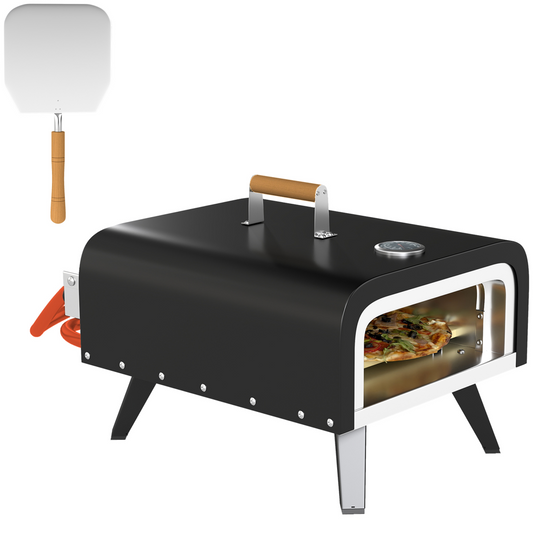Outdoor Table top Gas Pizza Oven with 12" Pizza Stone & Peel, Black - Stay-outdoors.co.uk