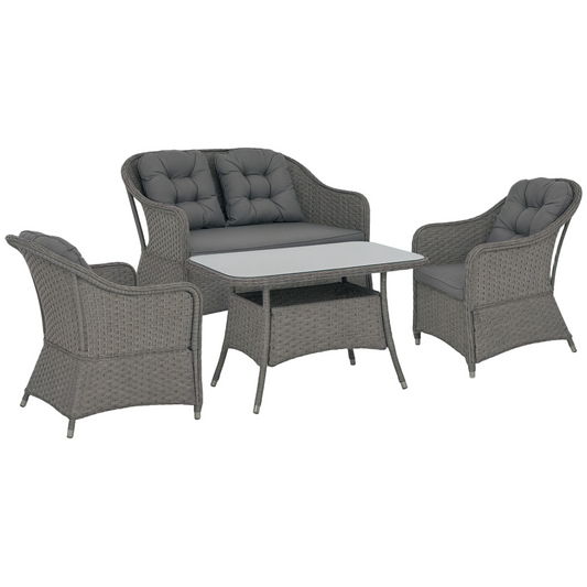 Cushioned Four Seater Rattan Garden Furniture