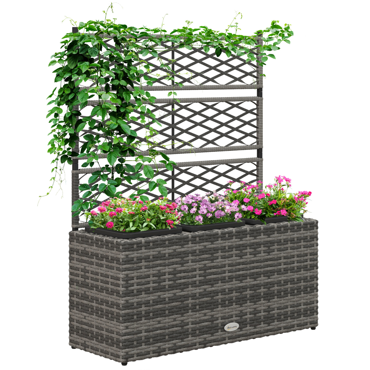 Garden Rattan Planter Box, with Trellis.