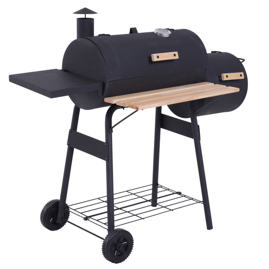 Portable Charcoal BBQ Grill Steel Offset Smoker Combo Backyard - Stay-outdoors.co.uk