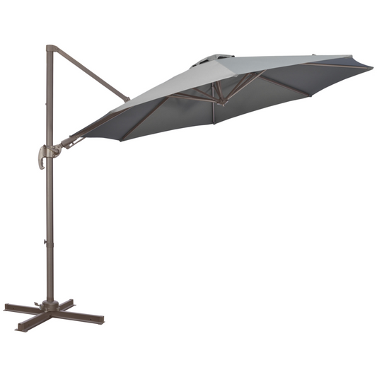 3(m) Cantilever Parasol 360� Rotation Roma Umbrella with Tilt Grey - Stay-outdoors.co.uk