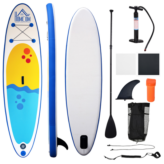 10ft Inflatable Paddle board, Fix Bag, Air Pump, Backpack HOMCOM - Stay-outdoors.co.uk