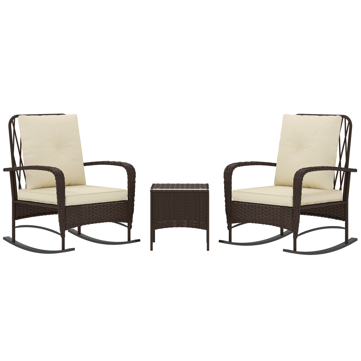 Rattan Bistro Set with Rocking Chairs.