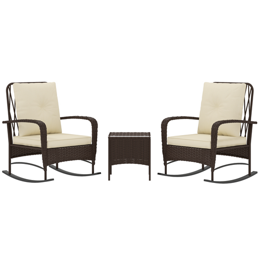 Rattan Bistro Set with Rocking Chairs.